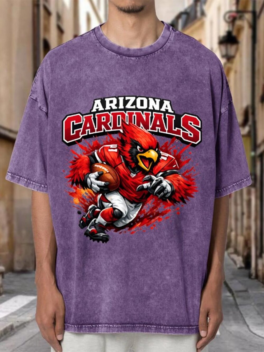 Arizona Cardinals Cardinal Mascot NFL Purple Mineral Tee MD2DP3Z2M804